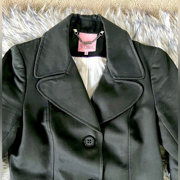 Veste En Cuir Ted Baker Style Motard - Taille 2 - Couleur Grise - Occasion En Très Bon état